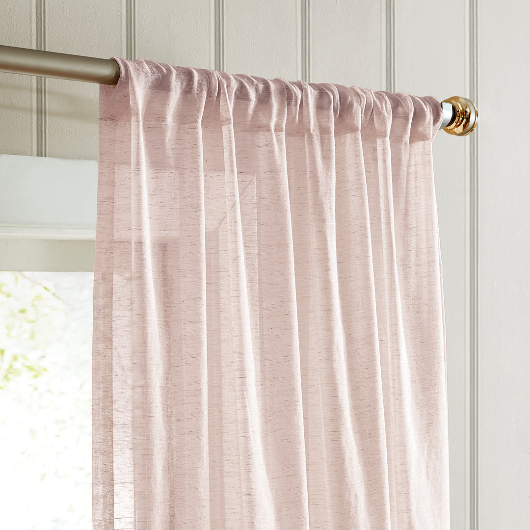 Vandam Linen Blend Sheer Curtain, 1 Panel - PoshBlu